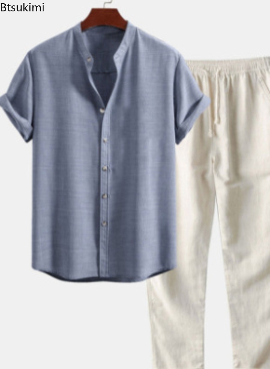 2026 Men's Fashion Solid Beach - Short Linen Drawstring 评论和价格